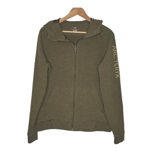 Arc’teryx Men’s Word On End Full Zip Hoodie Dark Moss Green Size Large